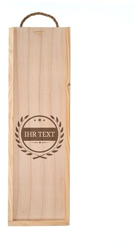 stempel-fabrik – personalisierbare Holz Weinkiste mit Namen oder Spruch – Badge Lorbeerkranz – gravierte Weinbox zum Geburtstag, Hochzeit, Jubiläum & Co – perfekte Geschenkidee für Weinliebhaber