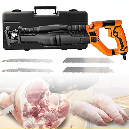 Scie Alternative Électrique, Scie à Os de Boucher, Scie Sabre Boucher pour le Supermarché/le Restaurant pour Couper les Os et Viande Congelée, Rotation à 180°, Changement de Lame Sans Outil