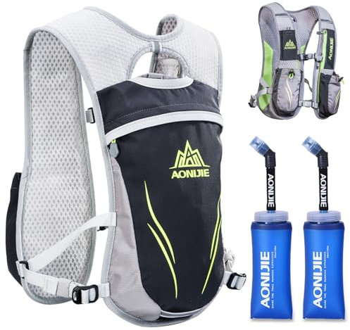 Azarxis Mochila de hidratación de 5 L 5.5 L para correr, mochila ligera ajustable para hombres y mujeres, ciclismo al aire libre, carrera, maratón, senderismo, ciclismo (gris,mochila de 5.5 L)