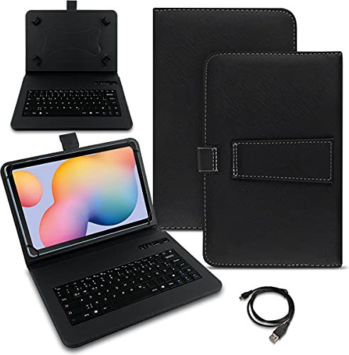 Schutzhülle QWERTZ Bluetooth Tastatur kompatibel mit Samsung Galaxy Tab S8 11.0 Hülle Cover Tablet Tasche Case Keyboard kabellos Ultra deutsches Layout, Farben:Schwarz