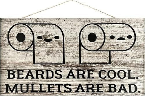 Retro-Blechschild Beards are Cool Mullets Bad Toilet Paper Rustikale Wanddekoration Schild handgefertigt Gr Blechschild Rustikale Wand Haustür Heimdekorationen 15,2 x 20,3 cm