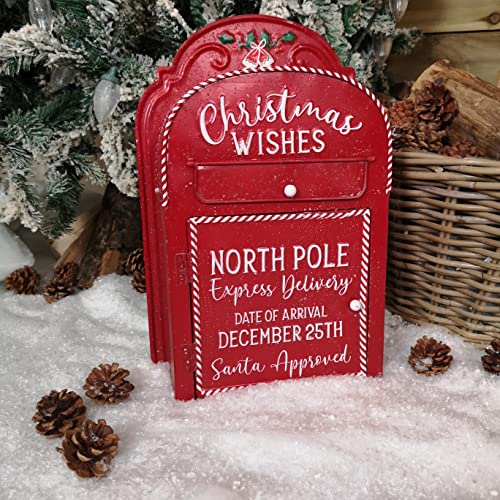 Samuel ALEXANDER 39cm Red with White Detail Christmas Santa Metal Post Box