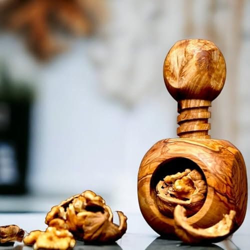Apple Shape Nutcracker (Apple) - Handcrafted Olive Wood Nutcracker | Unique Traditional Lever and Modern Design | Nut Cracking Tools for Walnuts, Pecans, Hazelnuts