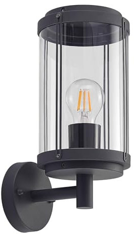 Lindby Wandleuchte außen (Laterne) Ojali (spritzwassergeschützt (Modern) in Schwarz aus Aluminium (1 flammig, E27) - Außenwandleuchten Wandlampe Led Außenlampe Outdoor für