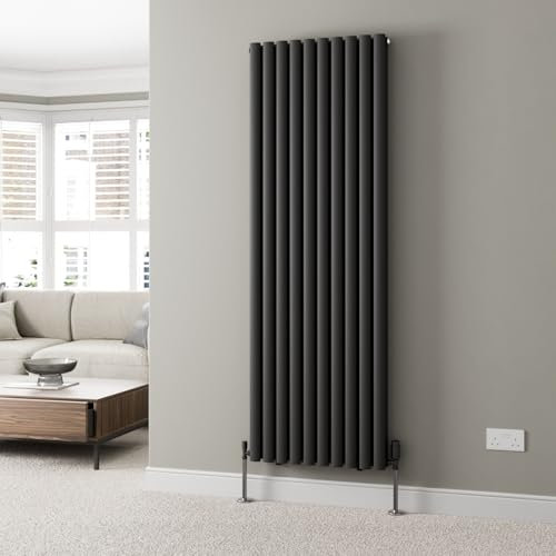 DuraTherm® 1800 x 600mm Black Vertical Designer Radiator Double Column Oval Tube Modern Central Heating Panel Bathroom Radiators
