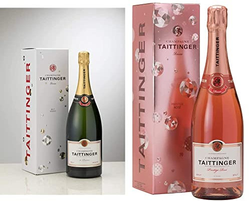 Taittinger Brut Réserve Non Vintage Champagne Magnum in Gift Box 150cl & Brut Prestige Rosé Non Vintage Champagne in Gift Box 750ml