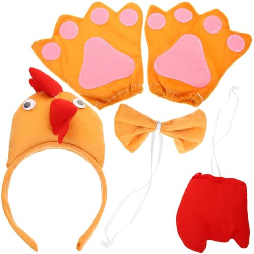 Amosfun Huhn Kostüm Set für Kinder - Haarreif, Schleife, und Handschuhe für Partys, Karneval, Ostern