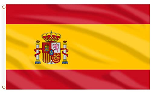 AhfuLife Spanien Flagge 150 x 90 cm, 2 Stück Spanische Fahne Leuchtenden Farben mit Messing-Ösen, Spanien Fahne für Eurovision 2025 Damen Fußball EM WM Euro Olympische Nationaltag Party Bar Deko