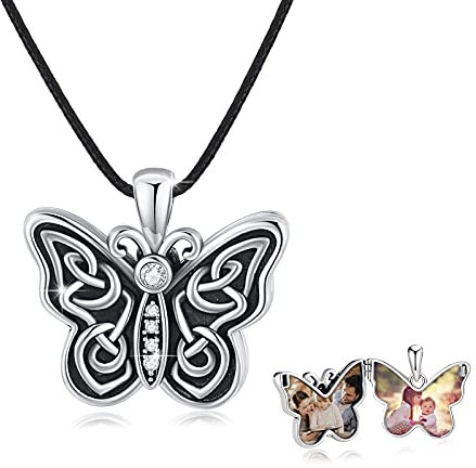 OHAYOO Schmetterling Medaillon Zum öffnen für Bilder Kinder 925 Sterling Silber Schmetterling Amulette Zum öffnen Tier Schmuck Schmetterling Geschenke für Mädchen Kinder