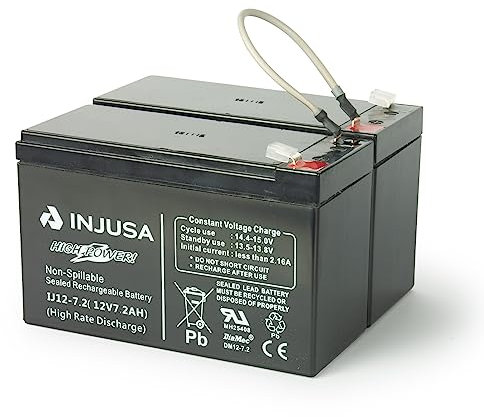 INJUSA - Batterie au Plomb-acide 24V 7,2 AH Compatible avec les Véhicules Électriques Injusa de 24V | avec 60 Minutes d'Autonomie et 12 Heures de Charge