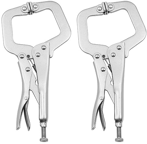 ZONADAH 2 Pack 9-Inch C-Type Locking Pliers Adjustable Welding Clamp Tools, Alloy Steel Rust-Resistant Grip Pliers with Tail Screw for Workshop, Garage, Metalwork, Carpentry, DIY Projects