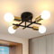 Goeco Sputnik Kronleuchter Vintage, Industrielle Deckenleuchte E27 4 Flammig Schwarz, Metall Pendelleuchte Deckenlampe für Schlafzimmer, Wohnzimmer, Esszimmer, Küche
