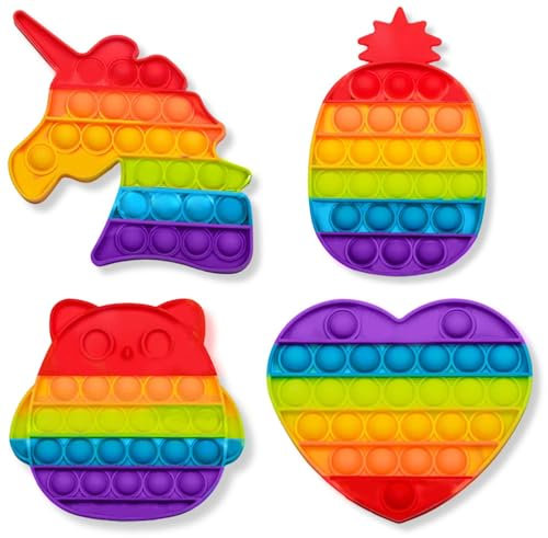 Pop on It für Kinder I Pop Bubble Fantasy 4er Geschenk Set I Wasserfeste Fidget Toys I Poppets aus hochwertigem Silikon I Antistress Spielzeug