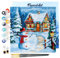 Figured'Art Mini Peinture par Numéro Adulte 20x20cm avec cadre Bonhomme de Neige et Chaumière - Petit Format Kit de Loisir Créatif DIY Numéro d'Art Complet