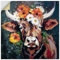 ARTland Wanddeko Wandtattoo selbstklebende Vinylfolie 50x50 cm Deko Modern Tiere Stier Kuh Blumen Kranz Farbe Porträt U5BI