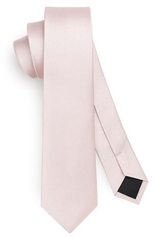 HISDERN Herren Krawatte Hellrosa Schmale Einfarbig Seide Krawatten für Herren Klassische Formelle Elegante Schlipse Hochzeit Party Business Krawatte 6cm