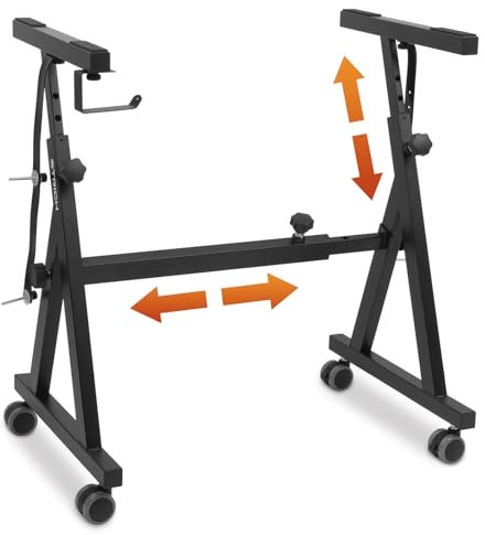 STRICH Piano Keyboard Stand Heavy Duty With Wheels and Pads - Adjustable Portable Music Stand, Fits 54, 61, 88 Key Electric Pianos, SKT-02 (Z-Style)