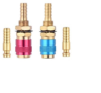 HCLZOE 2 StüCk 8 Mm WassergeküHlter LuftgeküHlter Gas-Wasser-Adapter Schnellkupplung für MIG WIG-SchweißBrennerstecker, Blau + Rot