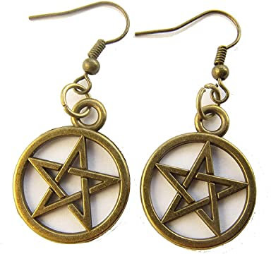 Pentagramm-Ohrringe, Pentagramm-Ohrringe, Bronze, Wicca-Schmuck, Heide, Pentagramm-Schmuck, Pentagramm-Anhänger Praktisches Design und Langlebig