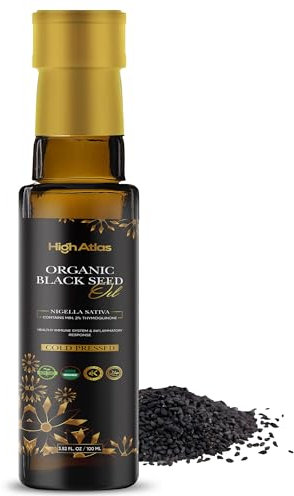 Black Seed Oil, 100ML Cold Pressed Organic, Nigella Sativa Black Cumin Seed Oil with High Thymoquinone, Omega Rich for Hair, Skin, Joints, Immunity – Non GMO, Vegan, Kalonji Oil