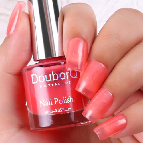 DouborQ Pink Color Jelly Nail Polish Finger Air Dry Long-lasting Nail Art Varnish (10)