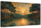 altdecor Bilder Gemälde 1-teilig, 70 x 50 cm Wandbild Deko Kunstdruck auf Leinwand Modern, Bild für das Wohnzimmer Schlafzimmer Esszimmer Poster Design - Wald Natur Landschaft Gold Grün Sonnen