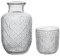 POTRUWE Juego de Jarra de Agua para Mesita de Noche, 550 Ml, con Vaso, Jarra de Cristal y Taza de Noche, Vaso de Cristal, Botella de Enjuague Bucal para Mesita de Noche (De