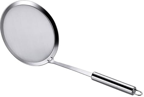 Draining spoonCooking Skimmer Cooking Skimmer，Fine Mesh Strainer with Sturdy Handle and Wider Hook, Stainless Steel Strainer Spoon, Filter Spoon for Skimming Oil and Foam Strainer Spoon (Color : 1pack