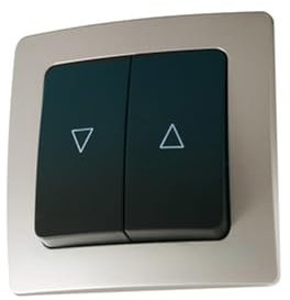 Doble pulsador con bloqueo para persianas, fácil instalación, control de apertura y cierre, ideal para seguridad y comodidad en el hogar.