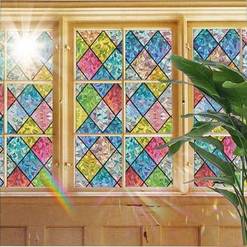 Vinilos para Ventanas 80 x 120 cm, Autoadhesiva sin Pegamento, Calcomanías de Adherencia Estática, Cristales Vinilo Translucido, para Cristal Bano Cocina,Rejilla Cristal