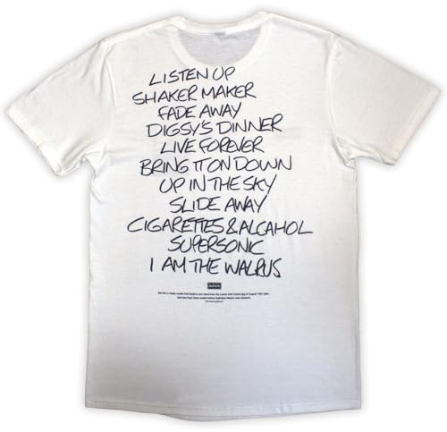 Rock Off officially licensed products Oasis Definitely Maybe AAA Setlist T Shirt XXL White