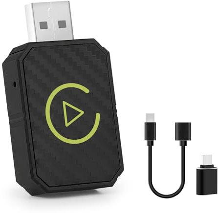 Adattatore per android auto wireless & carplay wireless 2 in1 Mini, Carplay Wireless Stick Plug Play bluetooth auto stabile e veloce, Compatibile con iOS 10+ Android 11+,Typ-C/USB Plug