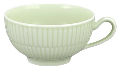 Seltmann Weiden Amina Teetasse, 220 ml, Große Teeobertasse mit dezentem Reliefmuster, Spülmaschinen- und Mikrowellenfest, Porzellan, Seladon