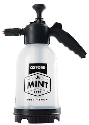Oxford Mint Bottle OX236 | Pressurised Dispenser with Snow Foaming & Water Sprayer Nozzles, White/Black, 2l