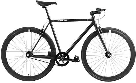 FabricBike Original - Single Speed Fixie Bike, 28 Zoll, Fixed Gear, Singlespeed Fahrrad Retro, Fixie-Räder, Hi-Ten Stahlrahmen, 10,45 kg (Größe M). (Fully Matte Black, L-58cm)