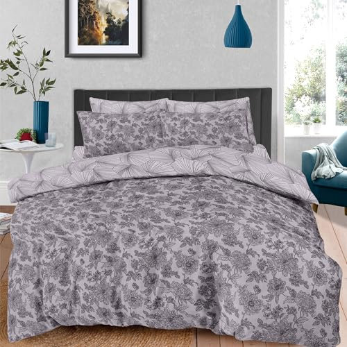 Aafan Ultra Soft Microfiber Bedding Set 4 Piece Brushed Duvet Cover Set with Fitted Sheet 25cm Deep Pocket & Pillowcases, Fade Resistant Bed Linen Sets (Design 4, Double)