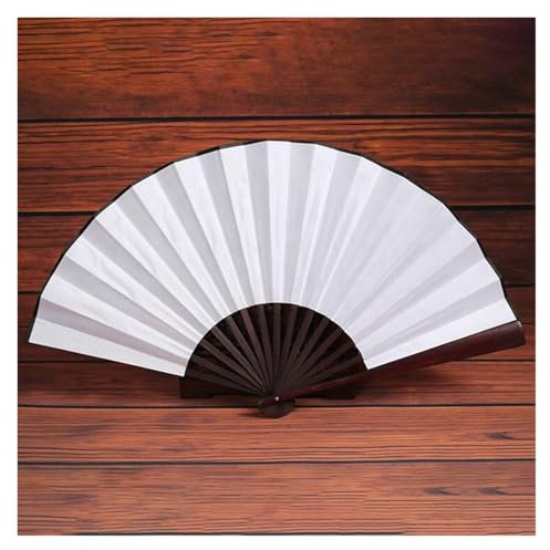 Ventilator 8 Zoll Faltfächer Hand Seidentuch DIY Faltfächer Antike Faltfächer DIY Kalligraphie Malerei Handventilator(WHITE)