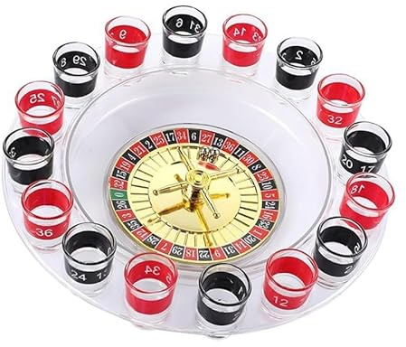 Tubayia Roulette-Trinkspiel, Rad, Tischspiel, Drehteller, vielseitige Requisiten für Erwachsene, 16 Tassen, Party für Bar, KTV, Versammlung, Familienfeier