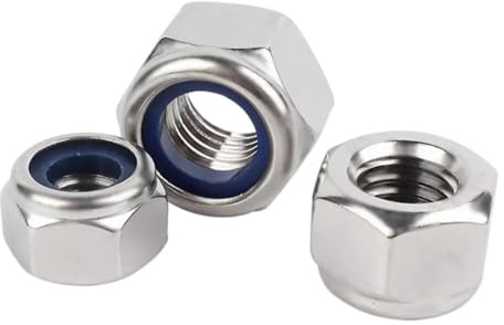 QANCEN 20 Piezas Tuercas Hexagonales M8 de Acero Inoxidable DIN985,Tuercas de Seguridad Autoblocantes con Insertos de Nylon para Tornillos y Pernos Métricos