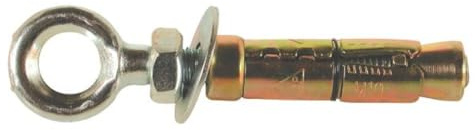2x M12 x 130mm Super Heavy Duty Expansion Eye Bolts, Shield Eye Anchor Bolts for Securing into Concrete, Brick, and Masonry Walls Yellow Zinc Plated