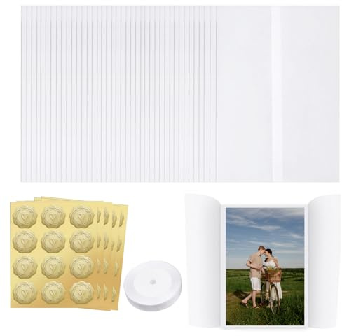 Pergamentpapier für Einladungen, 60 Stück Pergamentpapier, 18 x 13 cm Vellum Papier, Vorgefaltete Pergamenthüllen, Durchscheinend Pergamentjacken für Hochzeitseinladungen, Geburtstagseinladungen