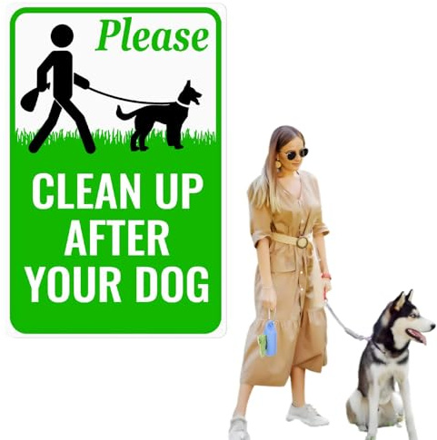 Please Clean Up After Your Dog Sign, 30×20cm Outdoor Plaque | Waterproof,Weather‑resistant,Fade‑proof,Easy‑mount,for Private Gardens,Public Park Areas