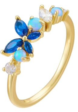 Whoiy Verlobungsringe Gold Damen 585 Echt Gold, Elegant Ehebandring mit Saphir Ehering 14 Karat Gelbgold Damenringe Größe 47 (15.0)