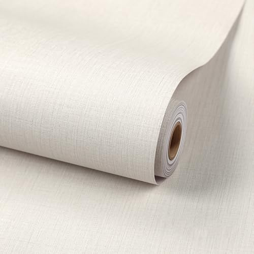 Douthfolle Selbstklebende Tapete in Grasgewebe-Optik, 40 x 500 cm, Beige, Leinenoptik, Vinyl, selbstklebend, für Wohnzimmer, Badezimmer, Schränke und Küche