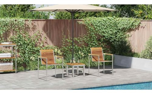 THOYTOUI 3-TLG. Set Modern Sonnenliege Massivholz Teak - Saunaliege & Strandliege Wetterfest & Stauraum für Gemütliche Stunden im Garten (60 x 56 x 85 cm)