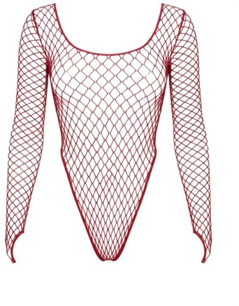 LEG AVENUE Damen Bodystocking, Einheitsgröße, Burgundy, Netzstoff, Regular Fit, Sexy Dessous