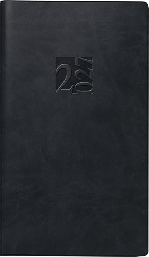 rido/idé 7016903017 Taschenkalender Mod. Taschenplaner int. 2027 A6, Kunstleder, schwarz: 2 Seiten = 1 Woche