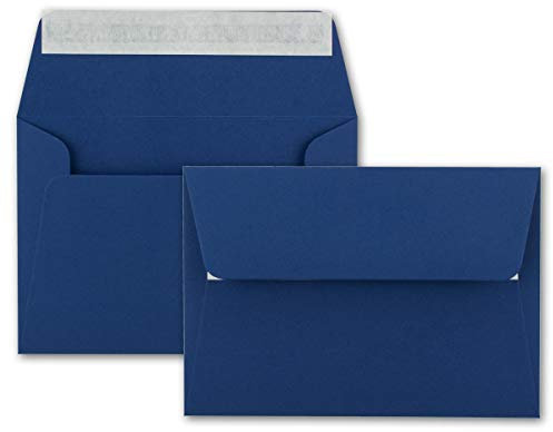 50x Brief-Umschläge B6 - Nachtblau - 12,5 x 17,5 cm - Haftklebung 120 g/m² - breite edle Verschluss-Lasche - hochwertige Einladungs-Umschläge