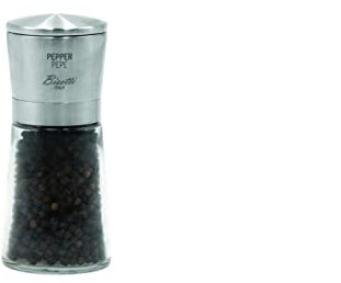Bisetti Pepper Macinapepe Speziali Tappo Acciaio Inox Made Italy Vetro, Inossidabile, Argento/Trasparente