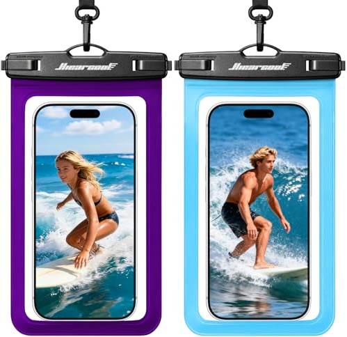 Hiearcool Universal Waterproof Phone Pouch, Dry Bag Compatible for iPhone 17 16 15 14 13 Pro Max XS Plus Samsung Galaxy S22 Cellphone Up to 8.3, IPX8 Water Proof Cell Phone Case for Beach-2Pack
